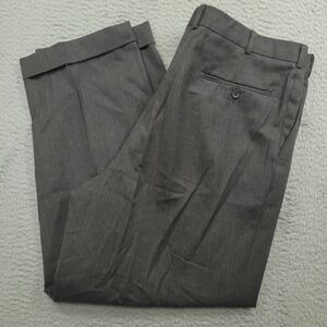 Pronto‎ Uomo Mens 40 (39x30) Gray 100% Wool Dress Pants Pleated Cuffed